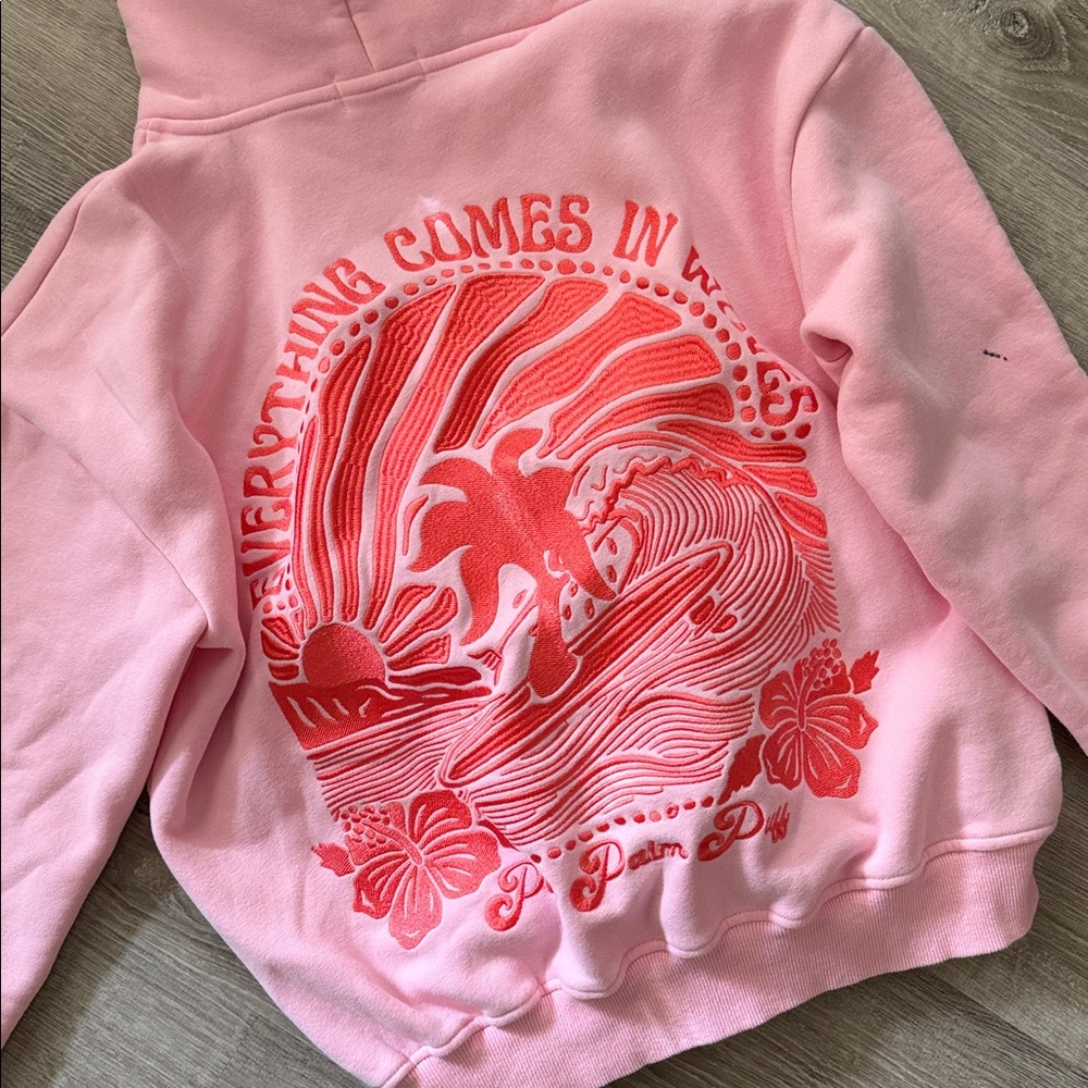 Everything Comes In Waves Pink Hoodie